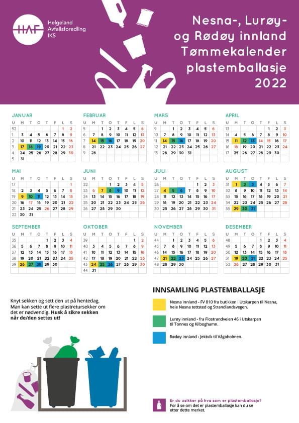 Nesna- ,Lurøy- og Rødøy fastland tømmekalender plastemballasje 2022